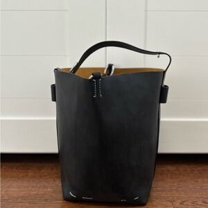 Elegant Black Leather Tote Bag